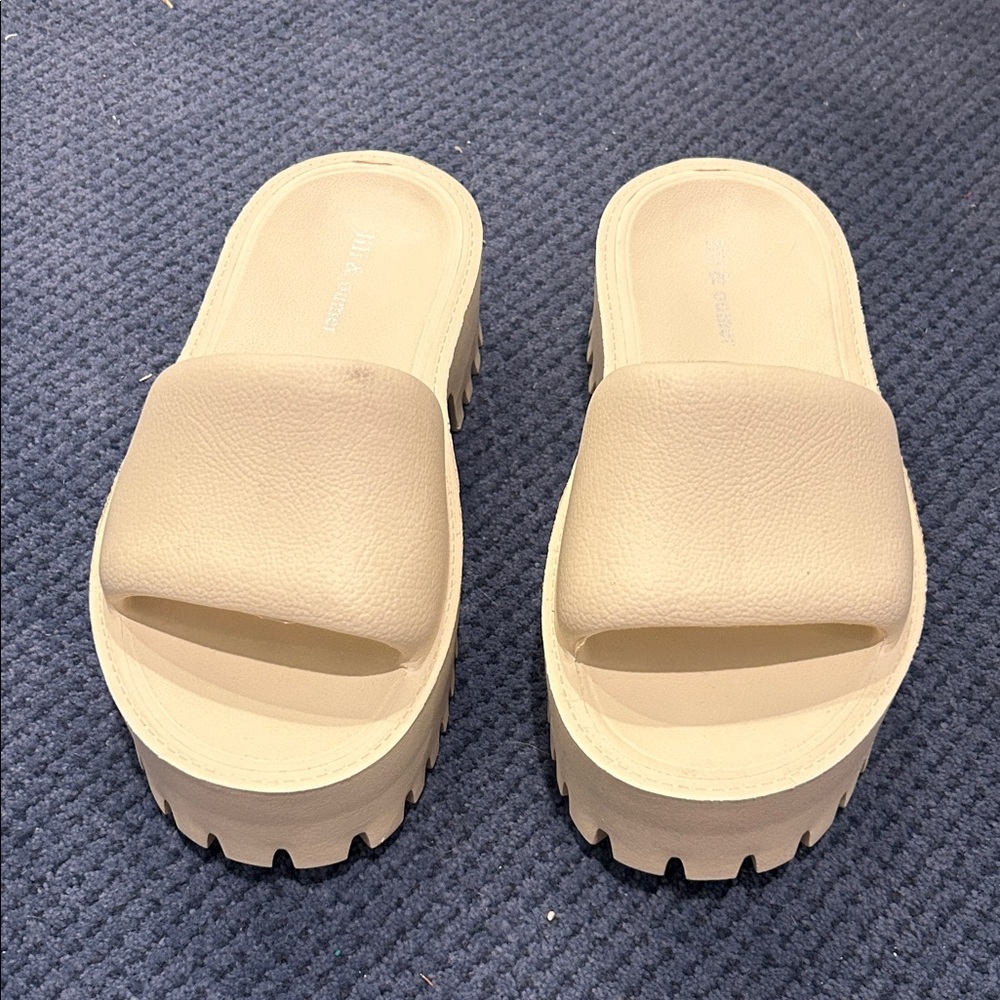 Beige Slide Sandals